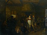 A Tavern Interior with a Bagpiper and a Couple Dancing by Jan Miense Molenaer